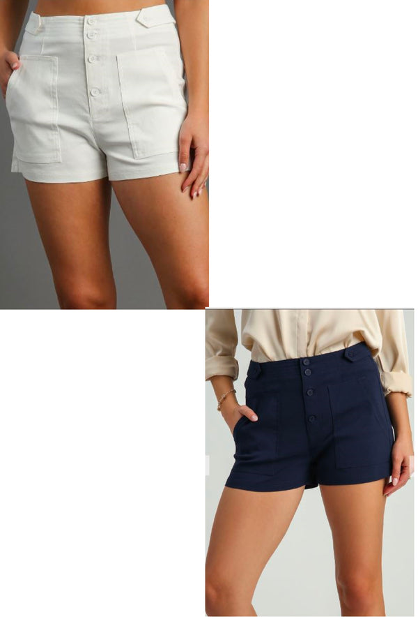 Ms Nel  Front button down shorts with pocket