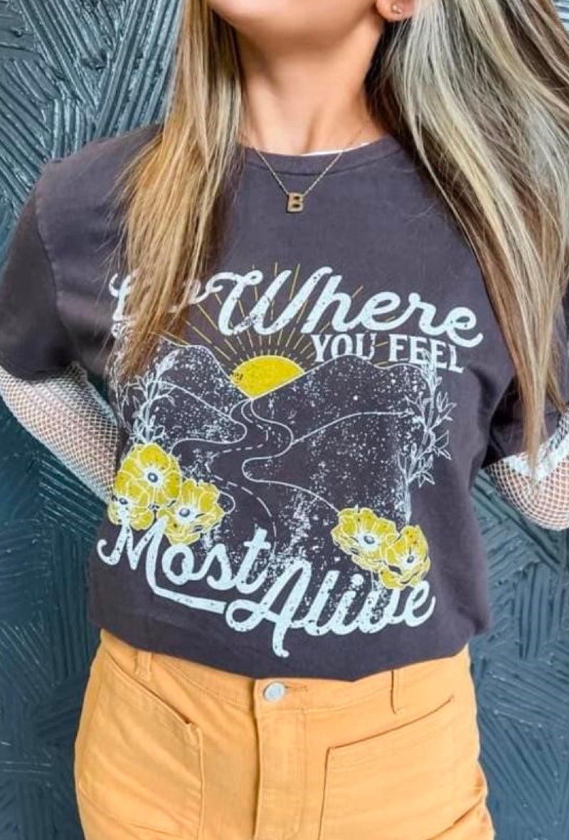 Aire - "Go Where You Feel Most Alive" graphic t-shirt