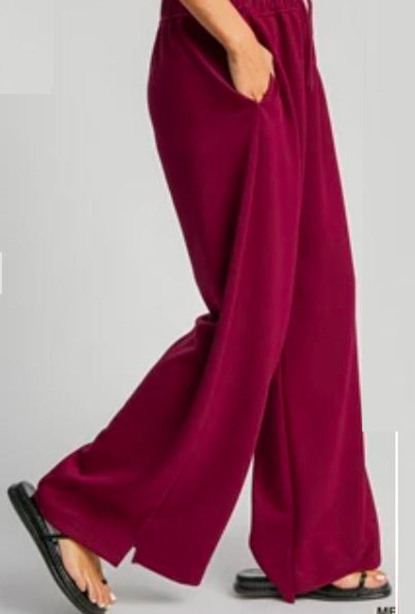 Ms Merlot - Umgee Luxeknit Sweatpants with pockets - Merlot