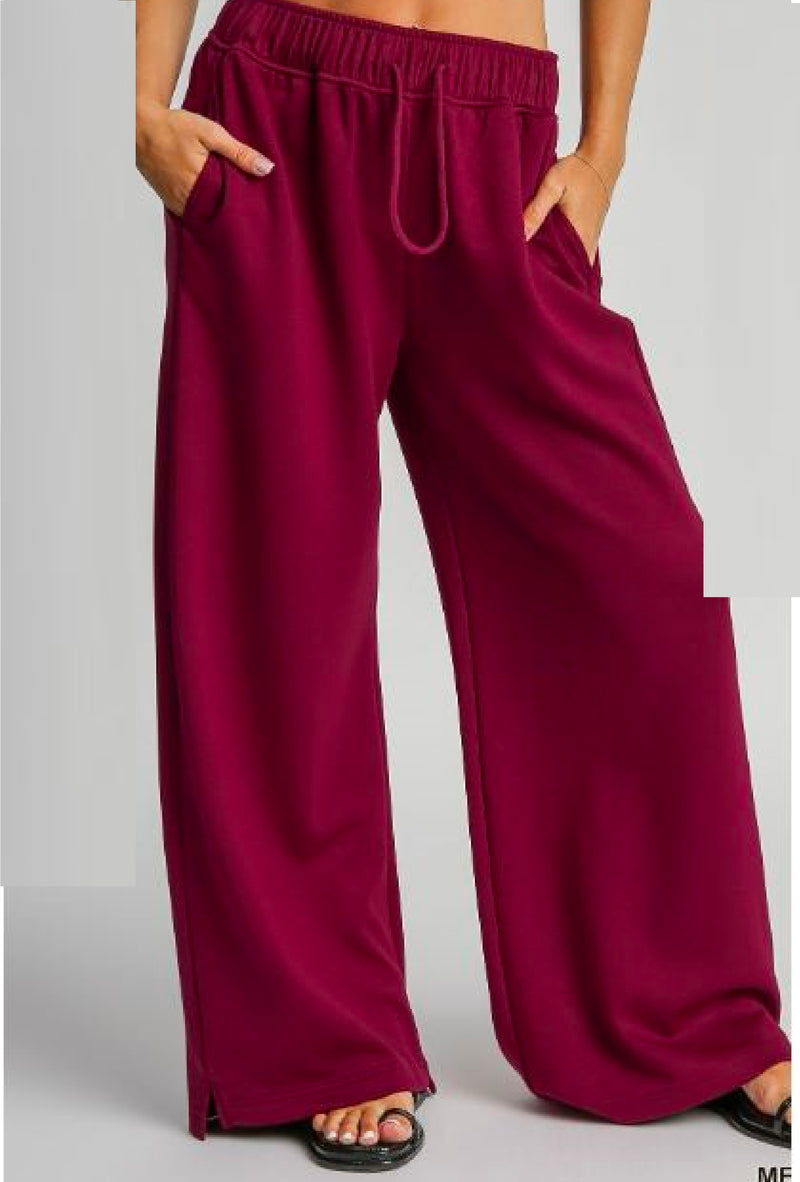 Ms Merlot - Umgee Luxeknit Sweatpants with pockets - Merlot