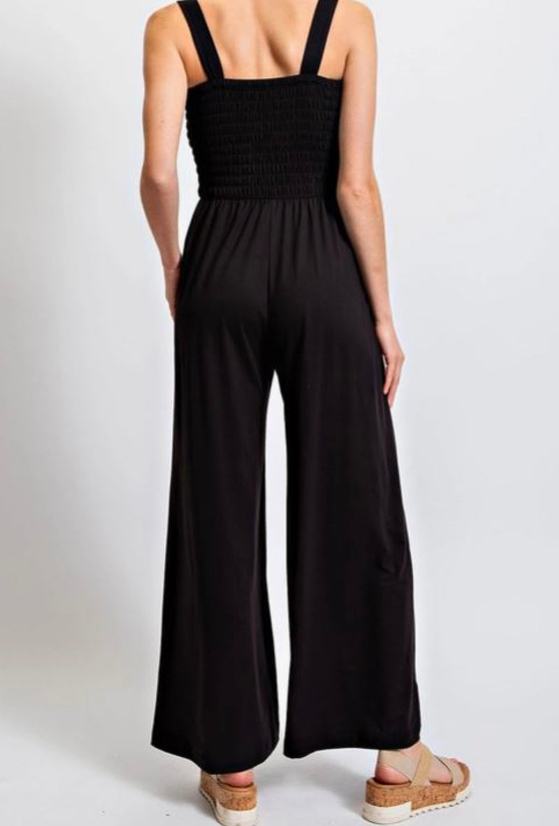 Masey Rae - Butter soft smocking jumpsuit, wide pants sleeveless