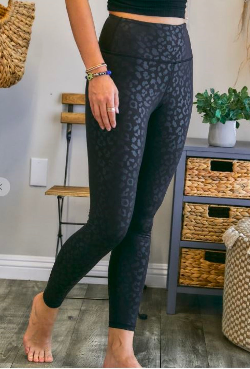 Ms Goodall -  Leopard Chintz butter soft full length yoga leggings with front keyhole pocket and high waistband