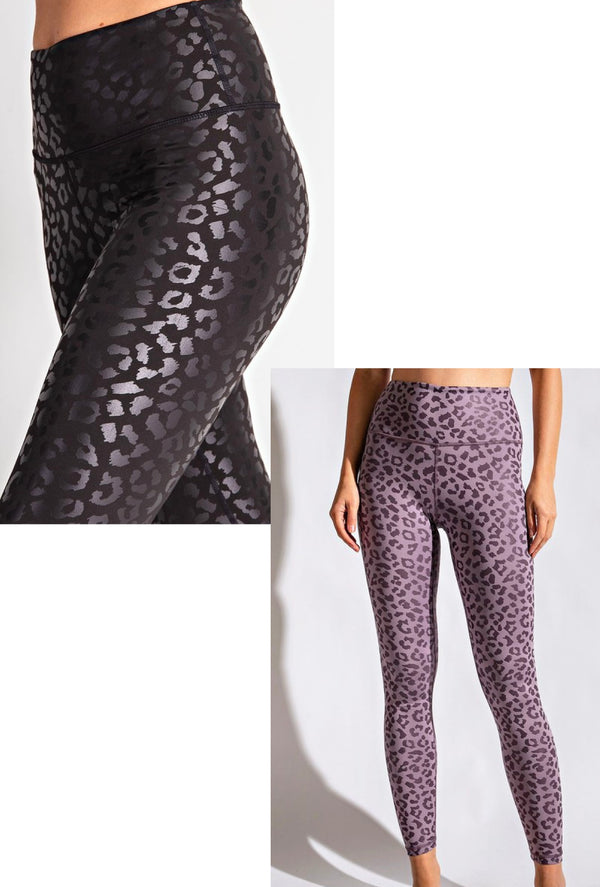 Ms Goodall -  Leopard Chintz butter soft full length yoga leggings with front keyhole pocket and high waistband