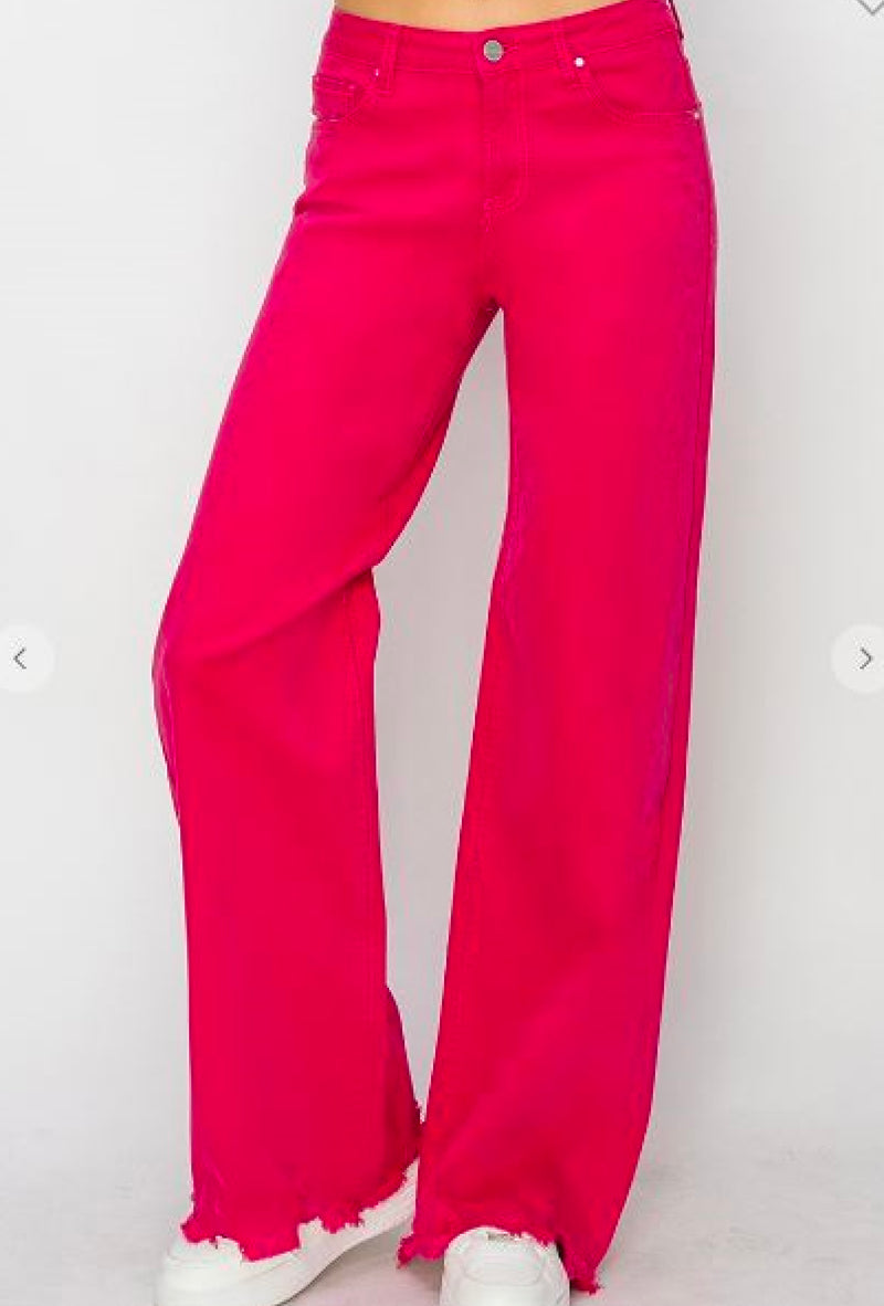 Ms Pink - Risen High rise wide pants - Fuchsia