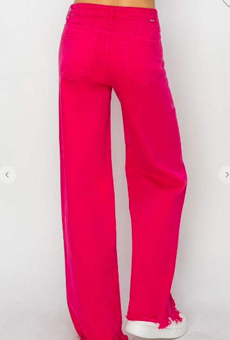 Ms Pink - Risen High rise wide pants - Fuchsia