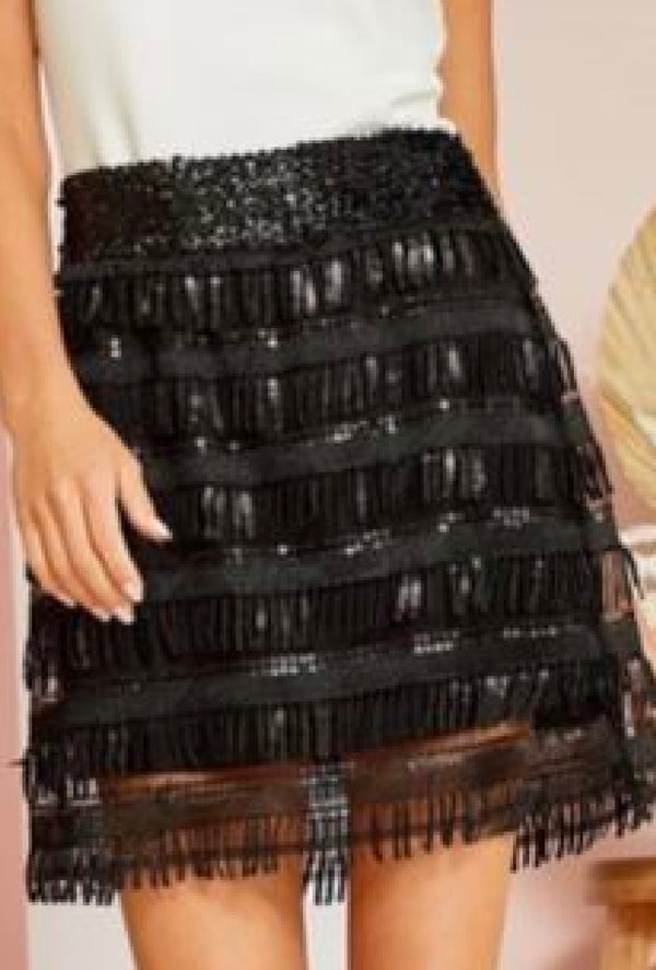 Ms Sequins - Sequin mini skirt - Black