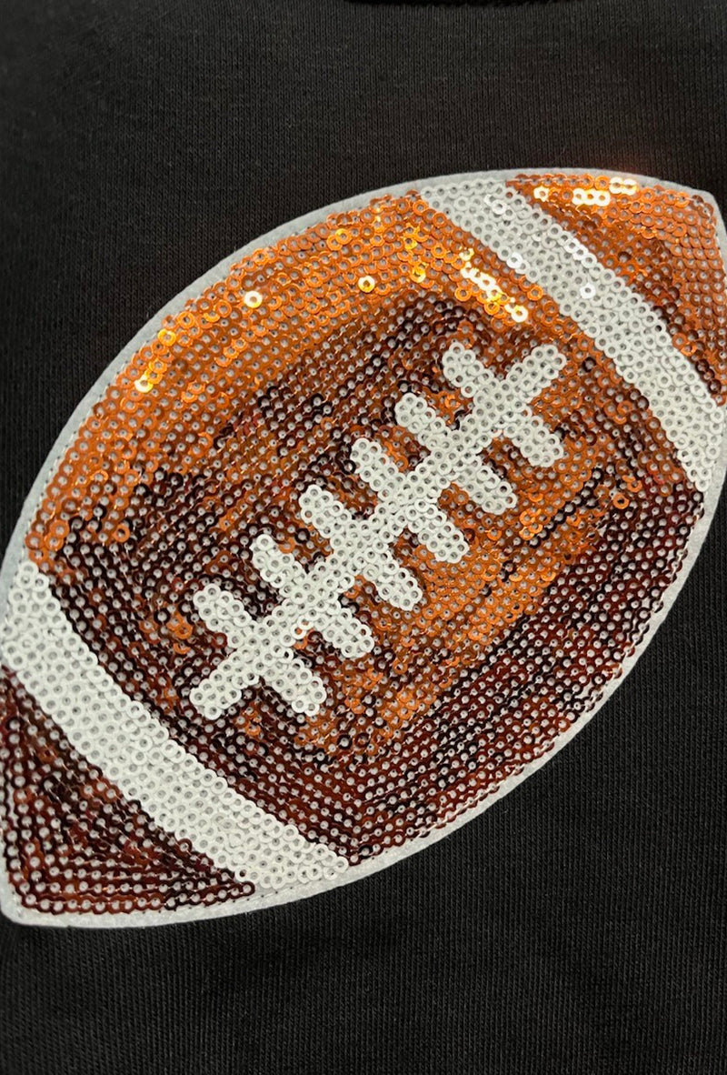 Peyton - Kickoff quarter zip sequins football pullover - Black