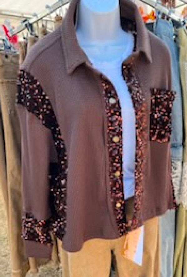 Cher. - Selma sequin hoodie - Brown