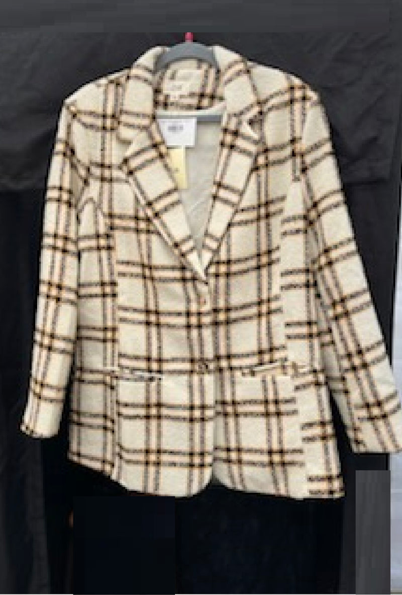 Twiggy - Tweed plaid blazer - White mix