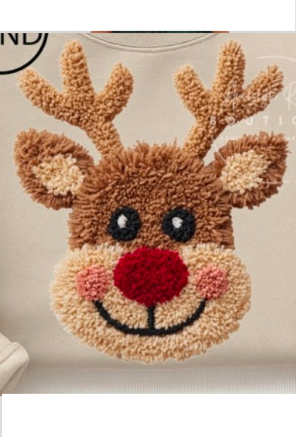 Vixen - Reindeer all sand t-shirt w/faux yarn - White