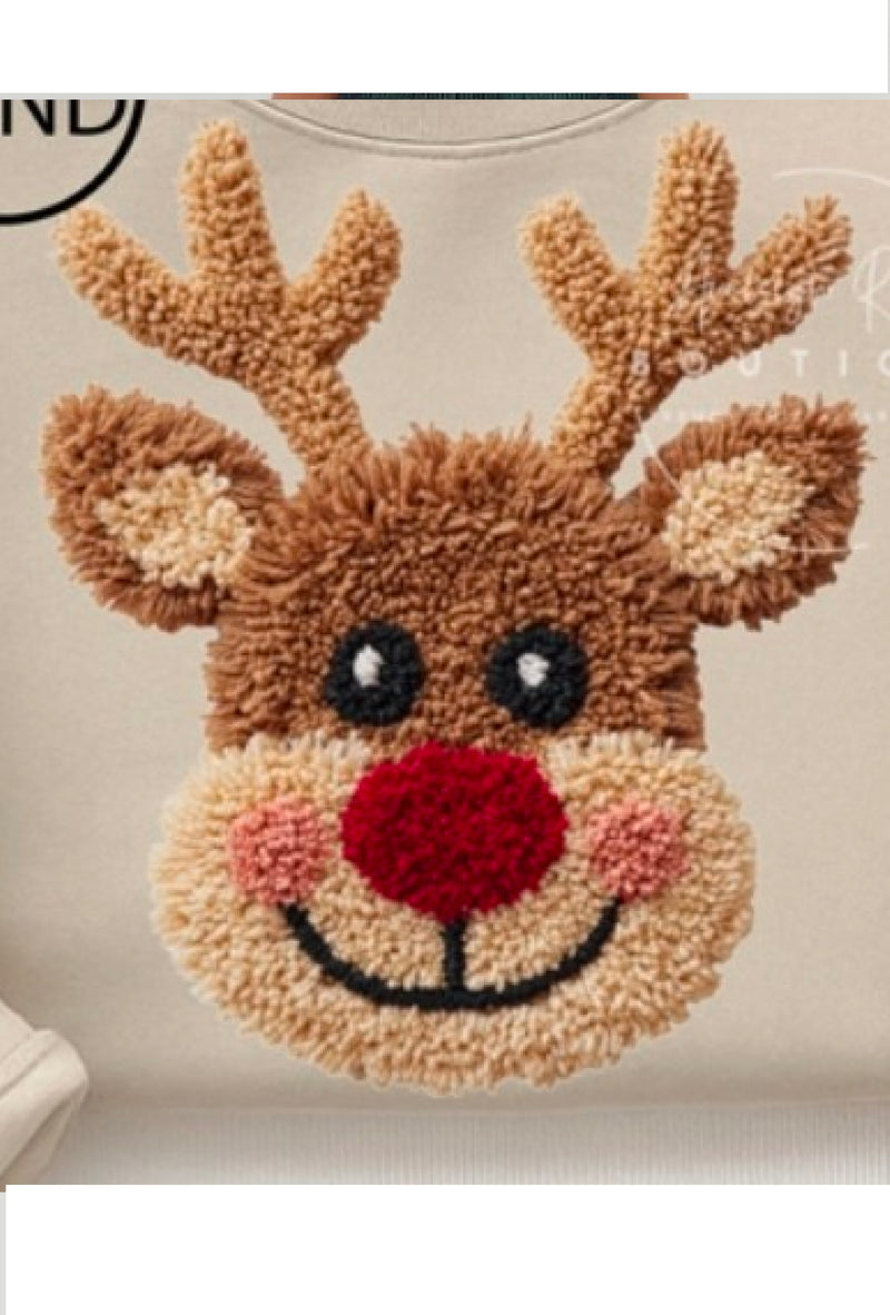 Vixen - Reindeer all sand t-shirt w/faux yarn - White