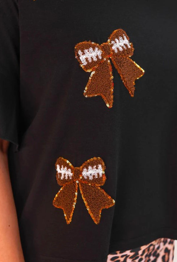 Watts - Sideline sparkle ruffle top - Black