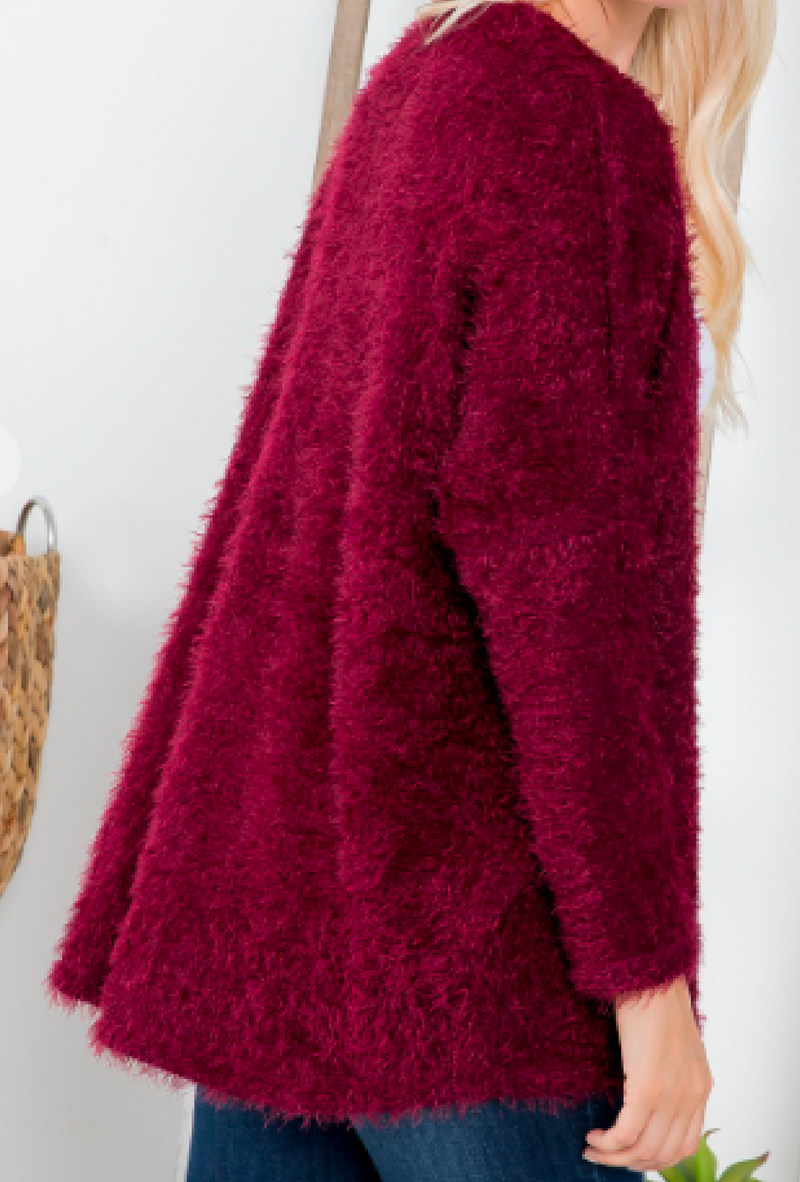 Belle - Feather Cardigan - Burgundy