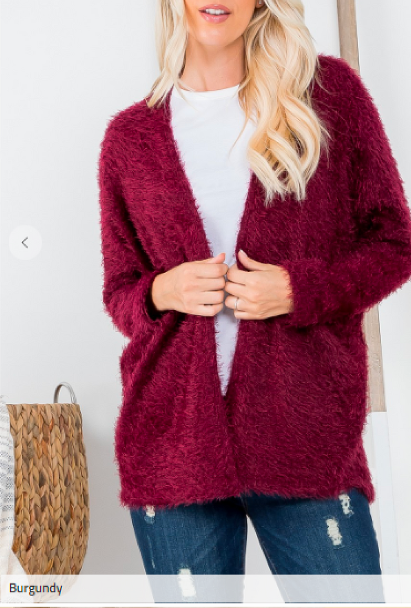 Belle - Feather Cardigan - Burgundy