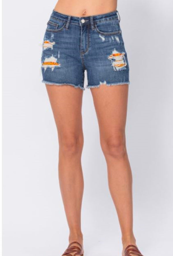 Ms Flowers - Judy Blue high waisted printed pocket lining cut off shorts