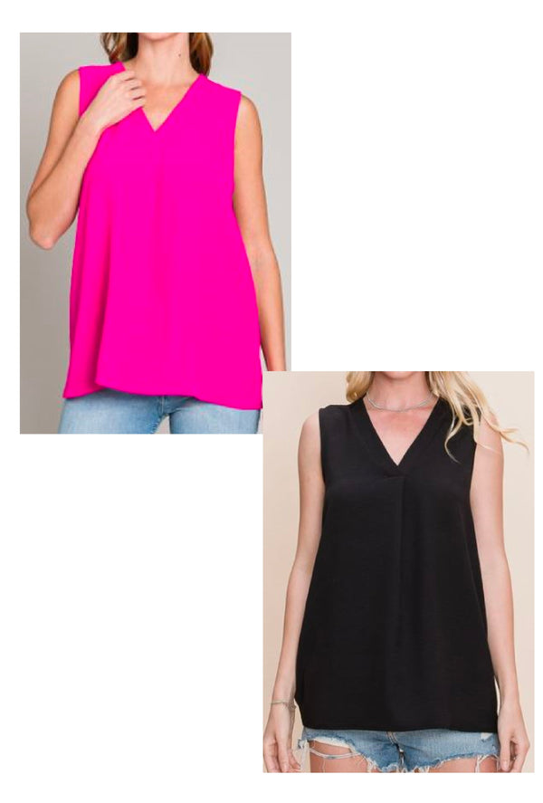 Lainy - V-neck sleeveless front detail top