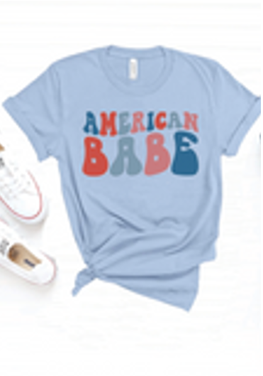 Martha - American Babe T-shirt  - Lt blue