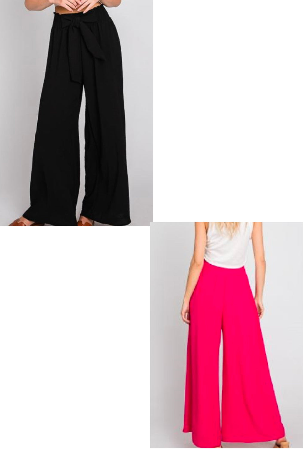 Ms Poppins - Wide leg maxi pants with smocking waist and front