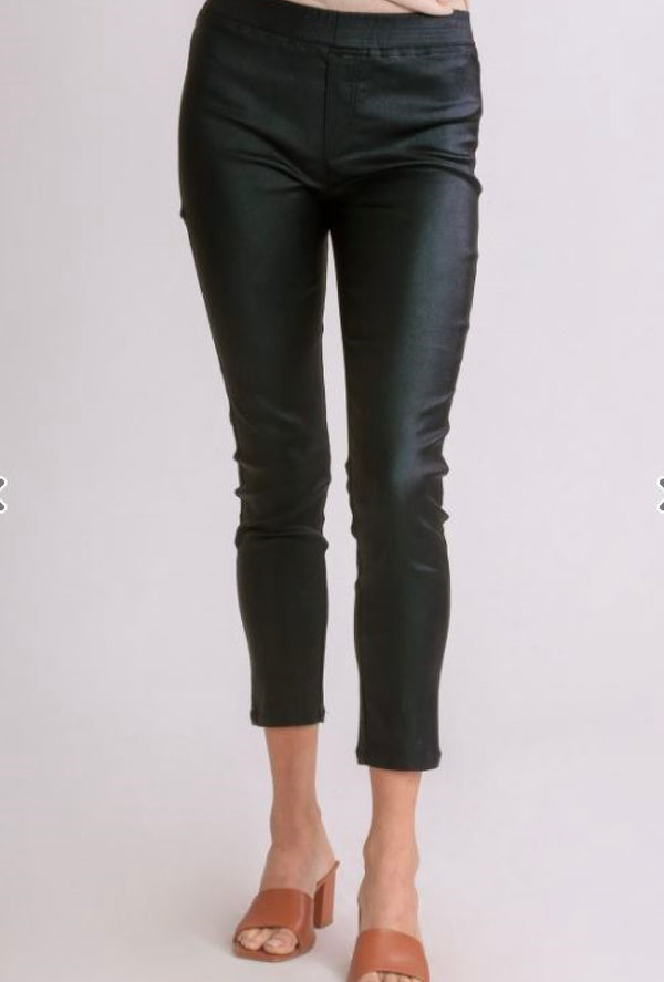 Ms Sparkle - Metallic slim straight jeggings - Black